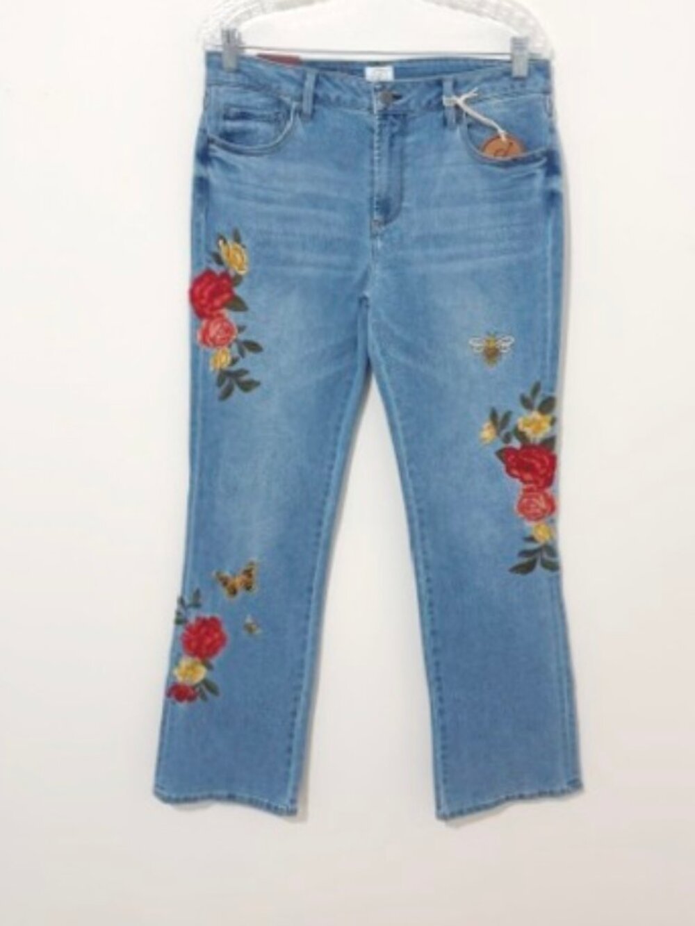 Driftwood Kylee Bootcut Jeans Floral Embroidered Bees Butterflies Size 10 NWT